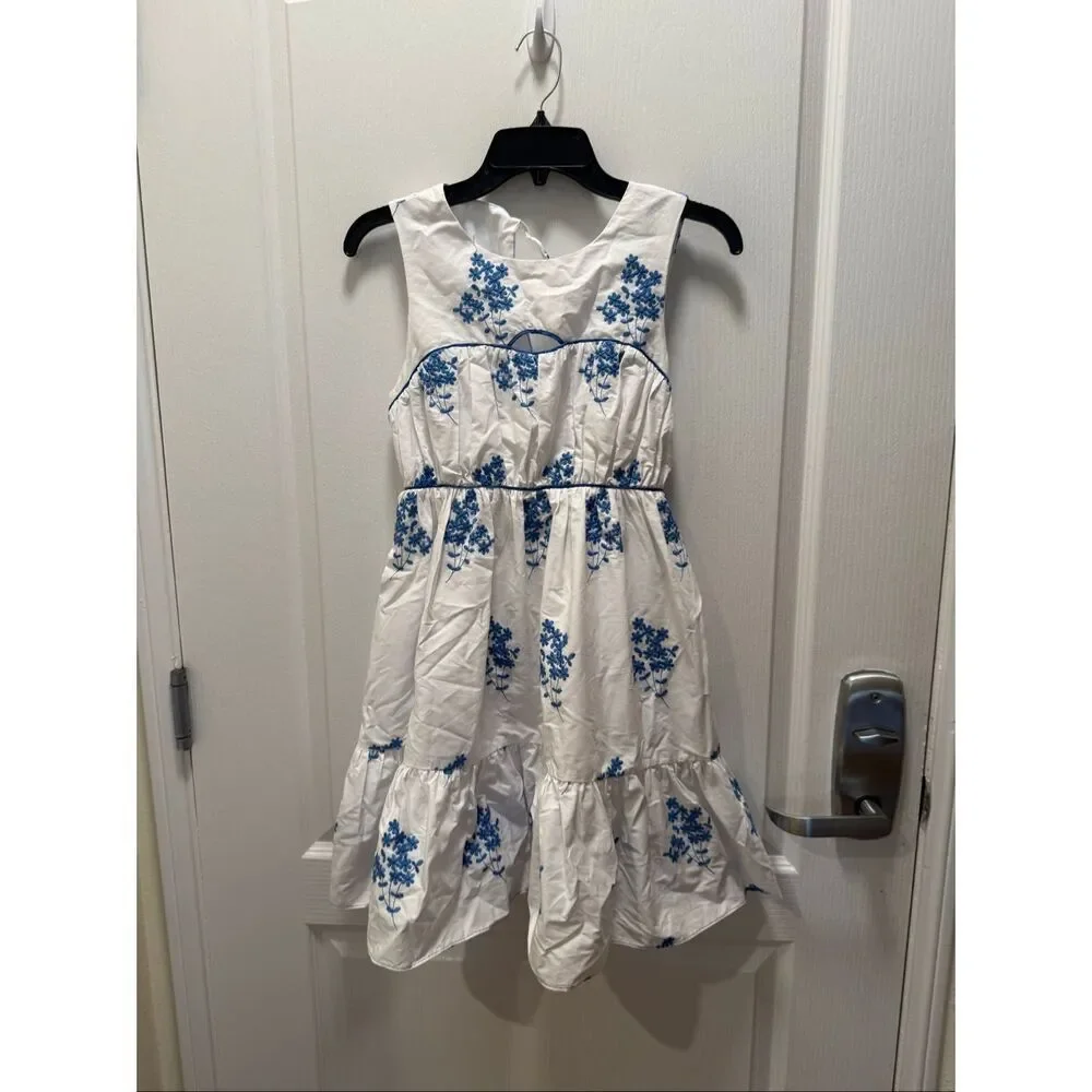 Jacquie the Label Daelyn Embroidered Flare Mini Dress Brunch Summer size S NWT - Picture 3 of 5